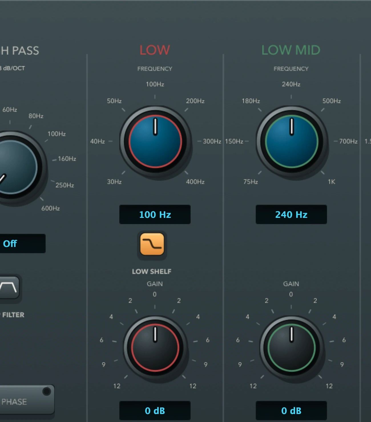 AnaloC-EQ low and low-mid controls for tonal shaping