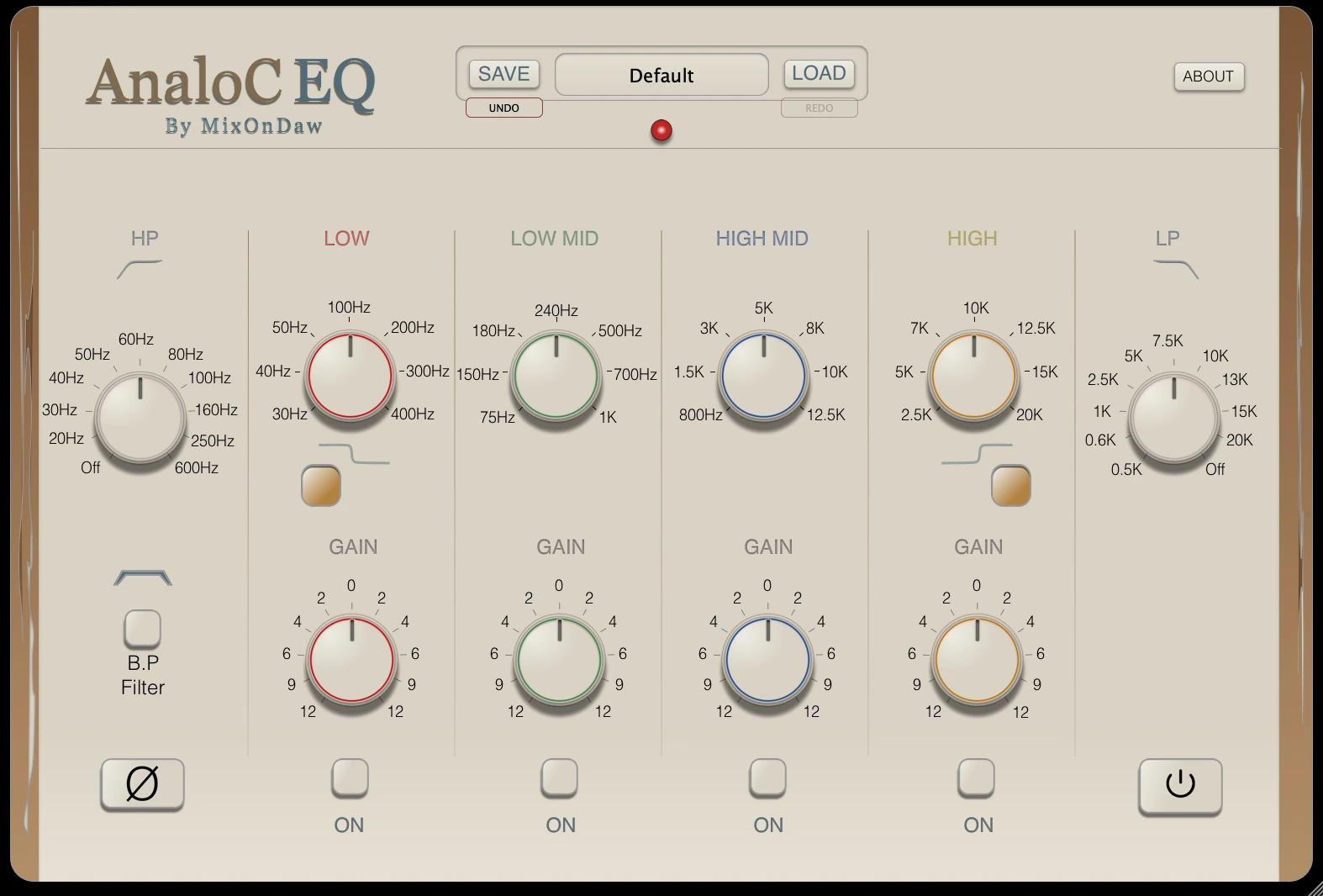 AnaloC-EQ Original cream equalizer interface